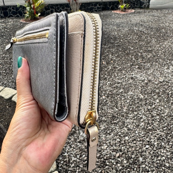 Kate Spade Wallet Bundle Zip Around + Bifold Saffiano Leather Neutral - Picture 4 of 9